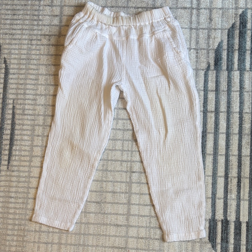 Women's Cream Elastic Waist Casual Pants- call outs